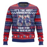 Hooktab It's The Most Wonderful Time For A Pabst Blue Ribbon Ugly Christmas Sweater