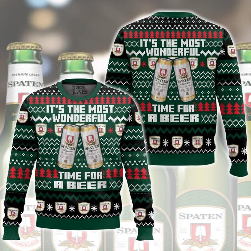 Hooktab It’s The Most Wonderful Time For A Spaten Ugly Christmas Sweater Hooktab It’s The Most Wonderful Time For A Spaten Ugly Christmas Sweater
