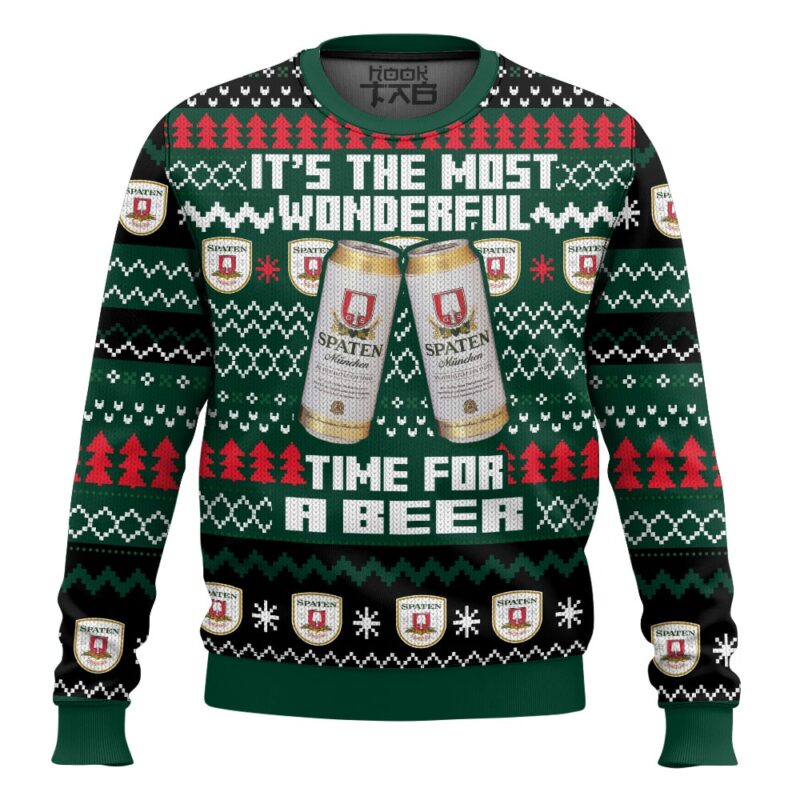 Hooktab It’s The Most Wonderful Time For A Spaten Ugly Christmas Sweater