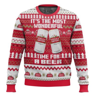 Hooktab It's The Most Wonderful Time For A Stella Artois Ugly Christmas Sweater