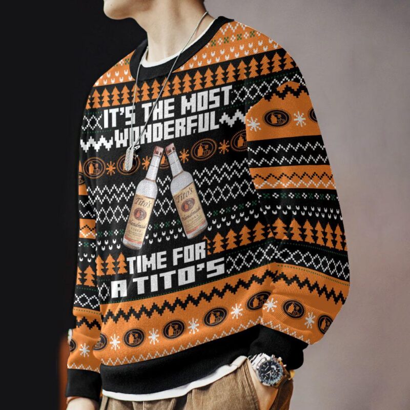 Hooktab It's The Most Wonderful Time For A Tito's Ugly Christmas Sweater Hooktab It's The Most Wonderful Time For A Tito's Ugly Christmas Sweater
