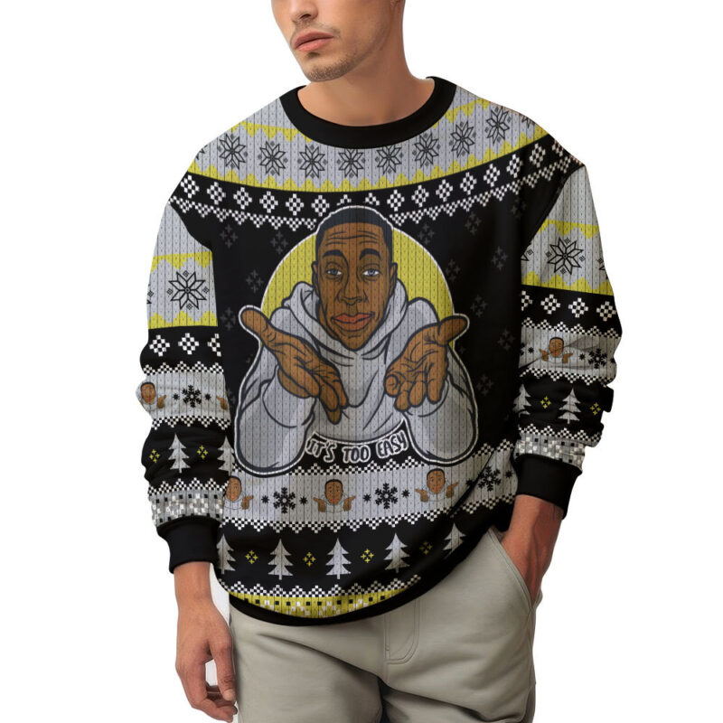 Hooktab It's Too Easy Khaby Lame Ugly Christmas Sweater Hooktab It's Too Easy Khaby Lame Ugly Christmas Sweater