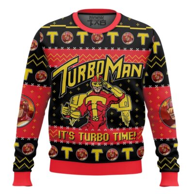 Hooktab It's Turbo Time! Turbo Man Ugly Christmas Sweater