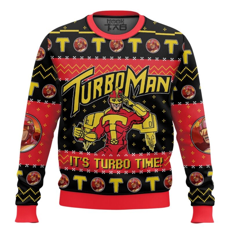 Hooktab It's Turbo Time! Turbo Man Ugly Christmas Sweater