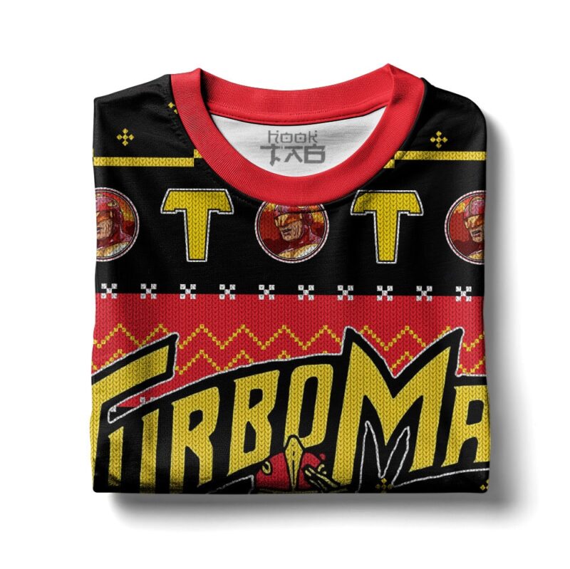Hooktab It's Turbo Time! Turbo Man Ugly Christmas Sweater Hooktab It's Turbo Time! Turbo Man Ugly Christmas Sweater