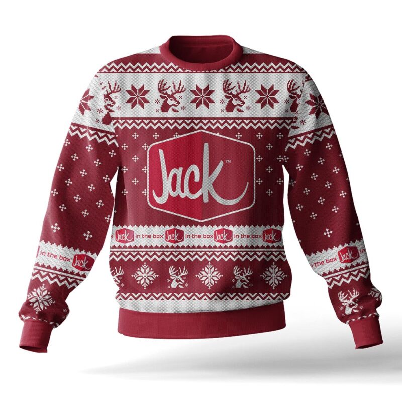 Hooktab Jack In The Box Fast Food Ugly Christmas Sweater Hooktab Jack In The Box Fast Food Ugly Christmas Sweater