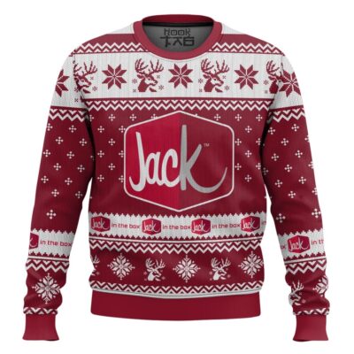 Hooktab Jack In The Box Fast Food Ugly Christmas Sweater
