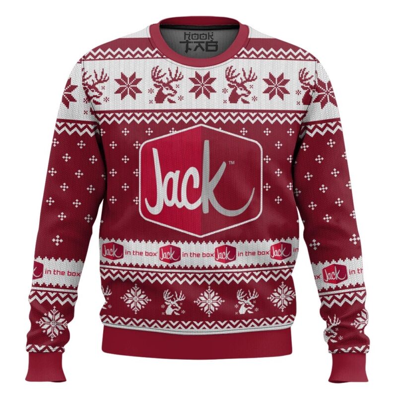 Hooktab Jack In The Box Fast Food Ugly Christmas Sweater