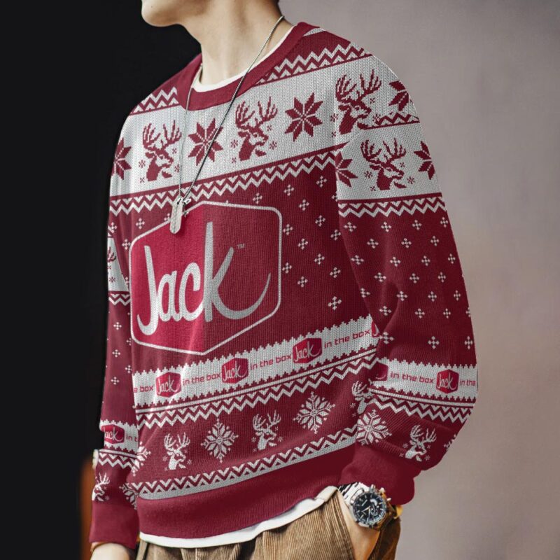 Hooktab Jack In The Box Fast Food Ugly Christmas Sweater Hooktab Jack In The Box Fast Food Ugly Christmas Sweater