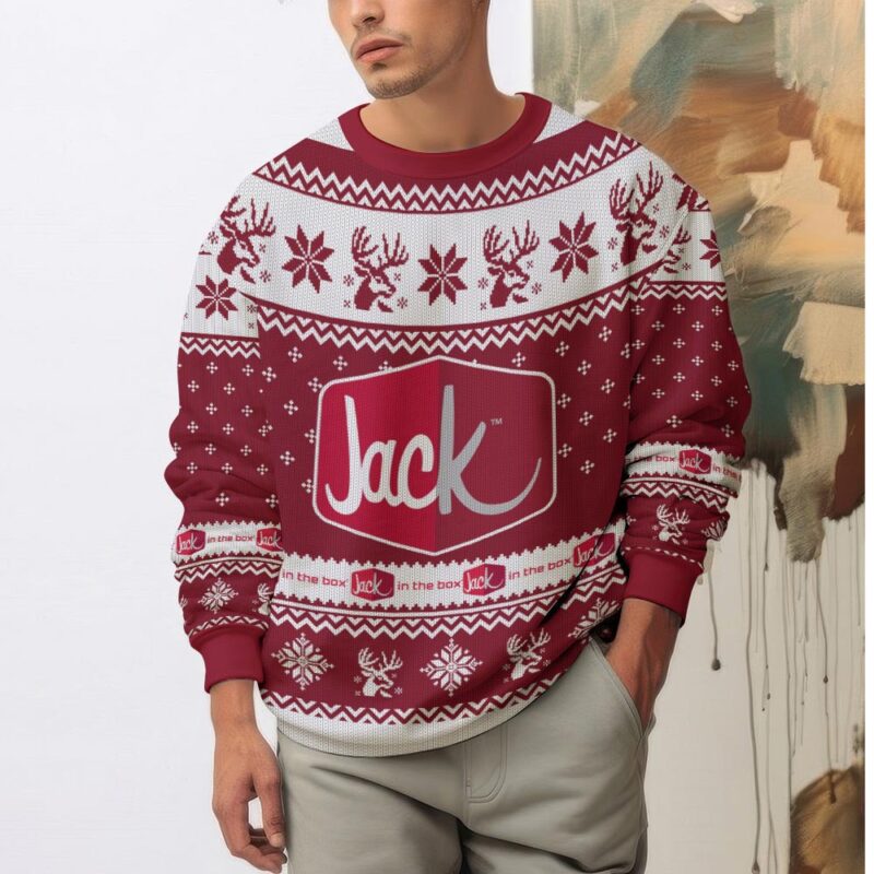 Hooktab Jack In The Box Fast Food Ugly Christmas Sweater Hooktab Jack In The Box Fast Food Ugly Christmas Sweater