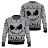 Hooktab Jack Skellington Face Ugly Christmas Sweater
