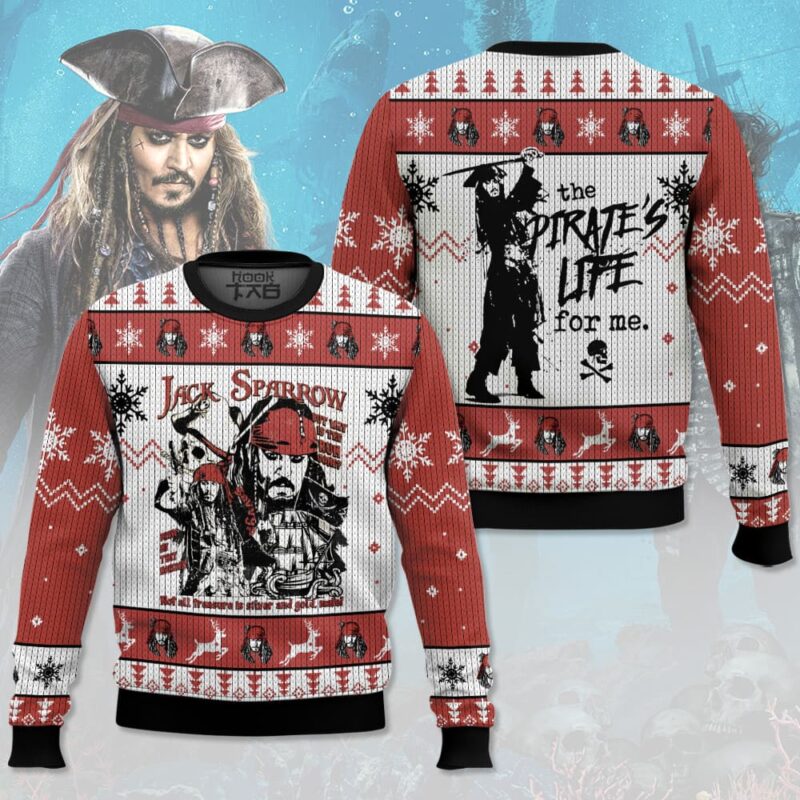 Hooktab Jack Sparrow Pirates Of The Caribbean Ugly Christmas Sweater Hooktab Jack Sparrow Pirates Of The Caribbean Ugly Christmas Sweater