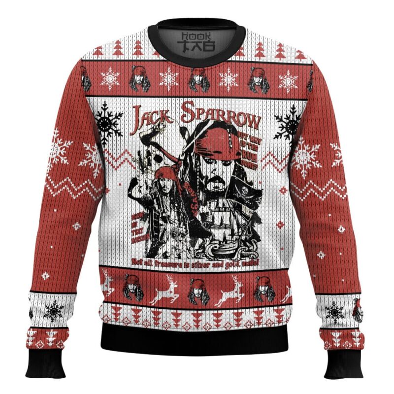 Hooktab Jack Sparrow Pirates Of The Caribbean Ugly Christmas Sweater
