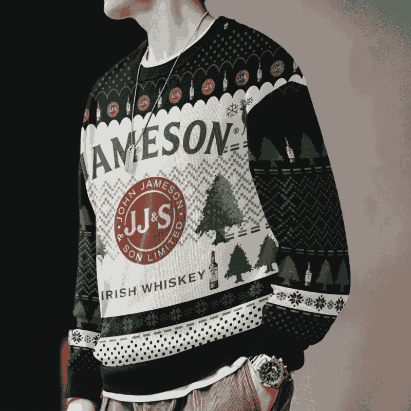 Hooktab Jameson Blended Whiskey Ugly Christmas Sweater Hooktab Jameson Blended Whiskey Ugly Christmas Sweater