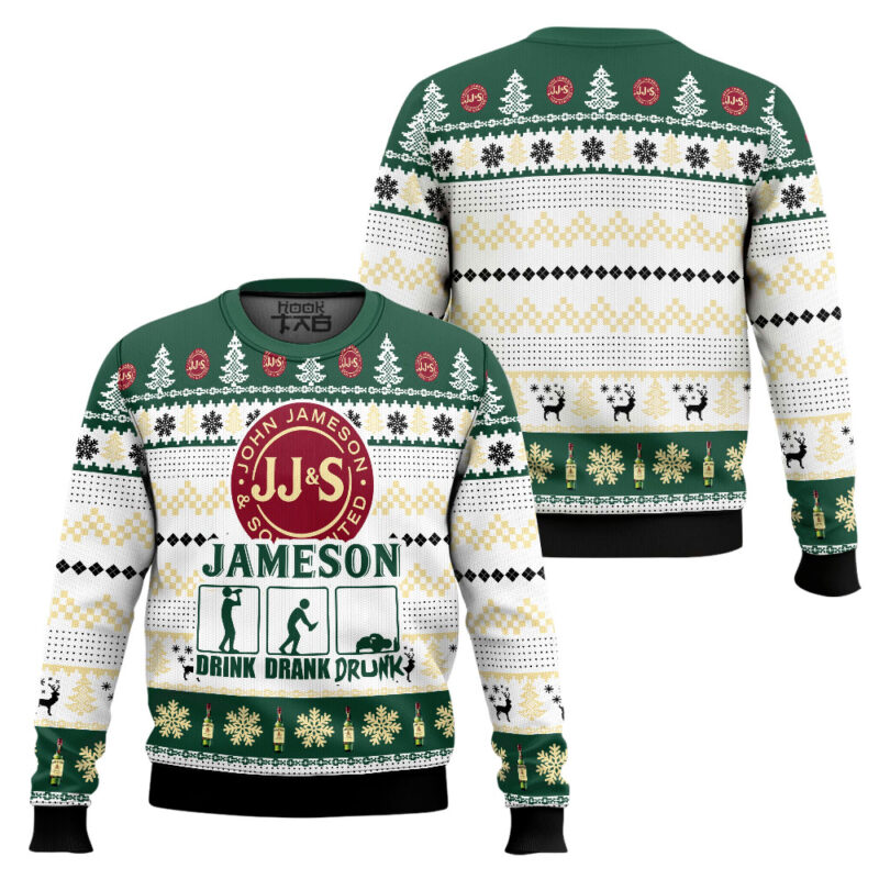 Hooktab Jameson Drink Drank Drunk Ugly Christmas Sweater Hooktab Jameson Drink Drank Drunk Ugly Christmas Sweater