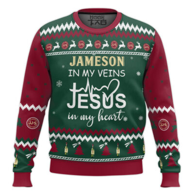 Hooktab Jameson In My Vein Ugly Christmas Sweater