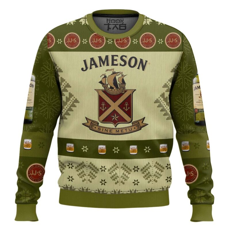 Hooktab Jameson Irish Whiskey Sine Metu Ugly Christmas Sweater