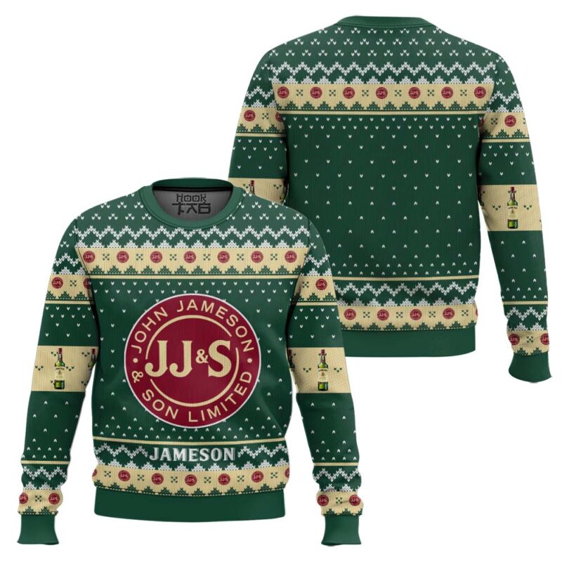 Hooktab Jameson Irish Whiskey Ugly Christmas Sweater Hooktab Jameson Irish Whiskey Ugly Christmas Sweater