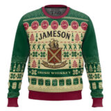 Hooktab Jameson Irsh Blended Whiskey Ugly Christmas Sweater