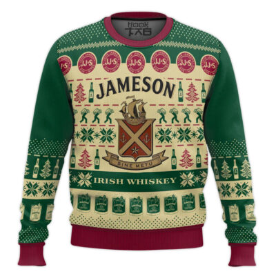 Hooktab Jameson Irsh Blended Whiskey Ugly Christmas Sweater