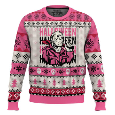 Hooktab Jason Pink Halloween Friday The 13th Ugly Christmas Sweater
