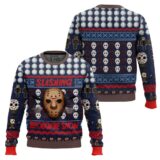 Hooktab Jason Slashing Throug The Snow Friday The 13th Ugly Christmas Sweater