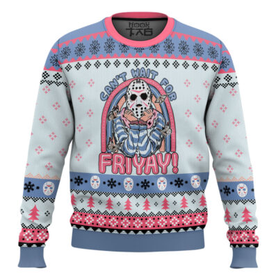 Hooktab Jason Voorhees Can't Wait For Friyay Ugly Christmas Sweater