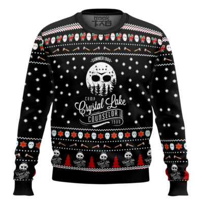 Hooktab Jason Voorhees Crystal Lake Ugly Christmas Sweater