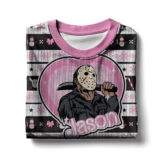Hooktab Jason Voorhees Pink Heart Friday The 13th Ugly Christmas Sweater