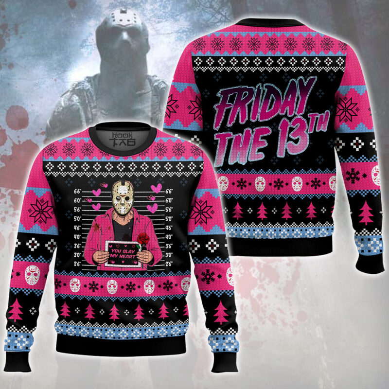 Hooktab Jason Voorhees You Slay My Heart Ugly Christmas Sweater Hooktab Jason Voorhees You Slay My Heart Ugly Christmas Sweater