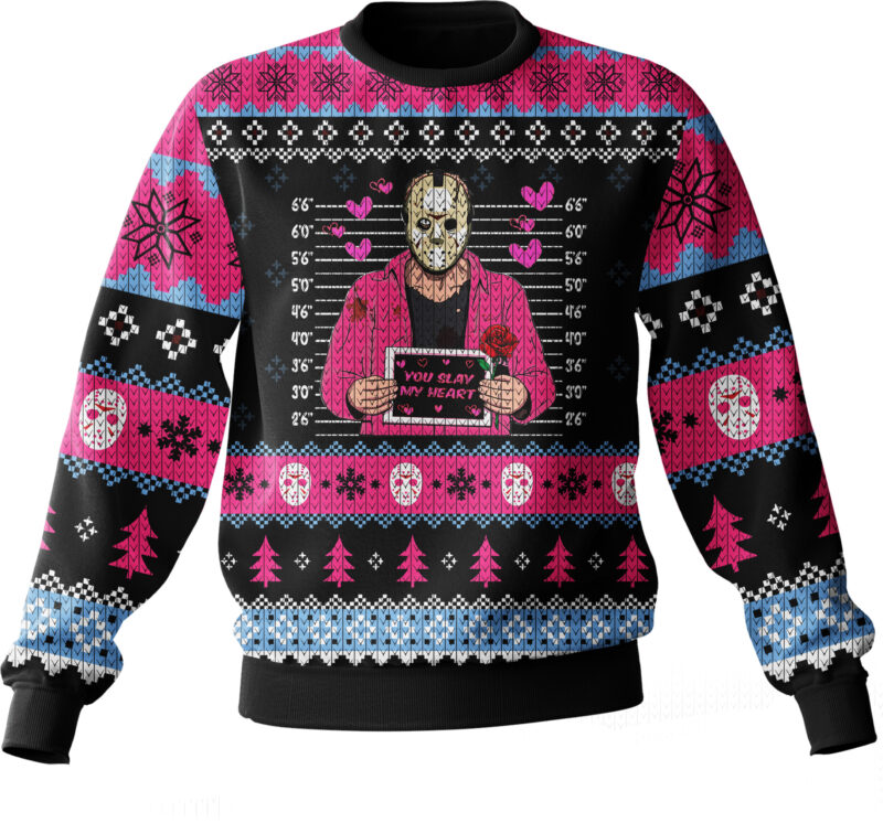 Hooktab Jason Voorhees You Slay My Heart Ugly Christmas Sweater Hooktab Jason Voorhees You Slay My Heart Ugly Christmas Sweater