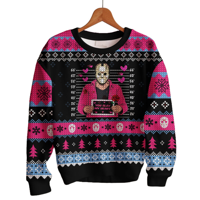 Hooktab Jason Voorhees You Slay My Heart Ugly Christmas Sweater Hooktab Jason Voorhees You Slay My Heart Ugly Christmas Sweater