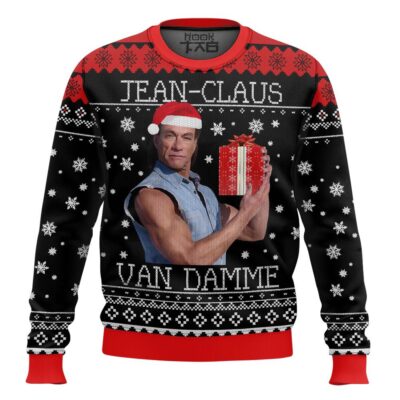 Hooktab Jean Claus Van Damme Ugly Christmas Sweater