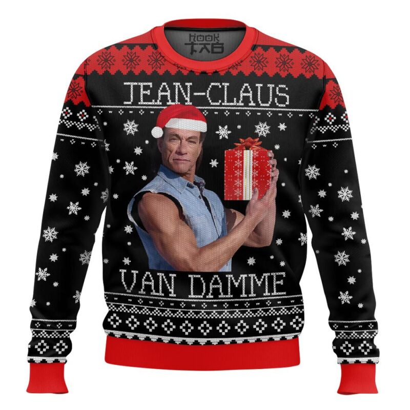 Hooktab Jean Claus Van Damme Ugly Christmas Sweater