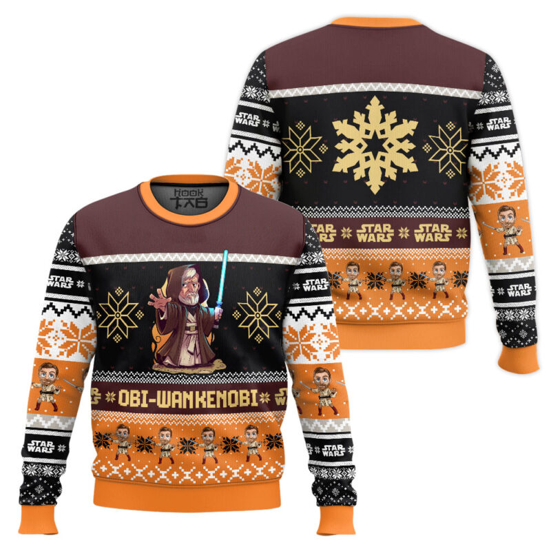 Hooktab Jedi Obi-wan Kenobi Star Wars Ugly Christmas Sweater Hooktab Jedi Obi-wan Kenobi Star Wars Ugly Christmas Sweater