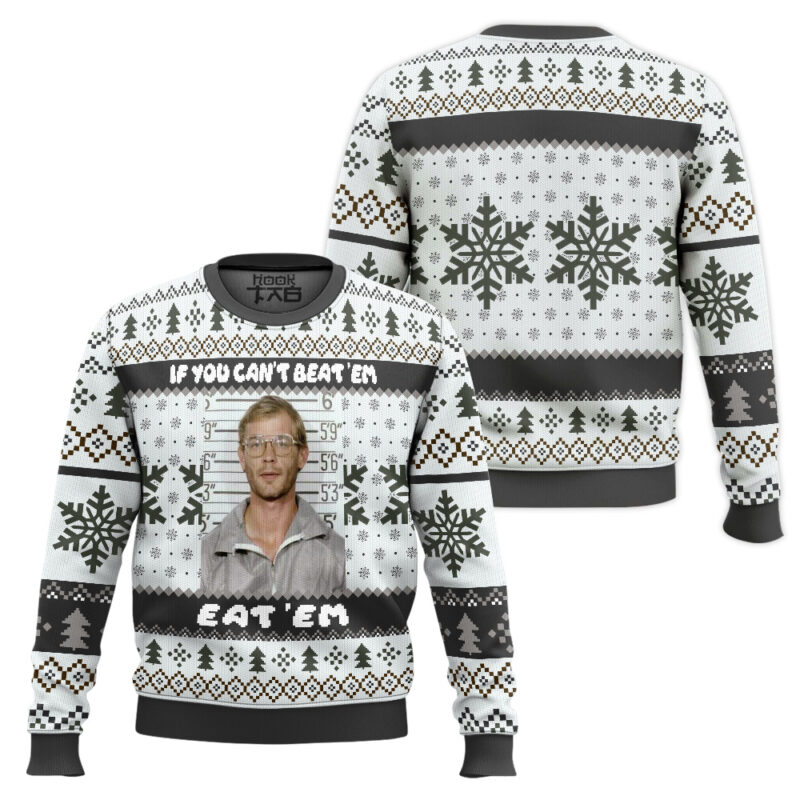 Hooktab Jeffrey Dahmer If You Can’t Beat ‘em Eat ‘em Ugly Christmas Sweater Hooktab Jeffrey Dahmer If You Can’t Beat ‘em Eat ‘em Ugly Christmas Sweater