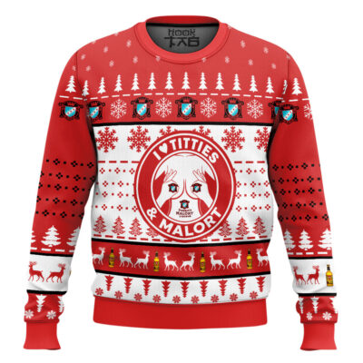 Hooktab Jeppson's Malort Titties Funny Ugly Christmas Sweater
