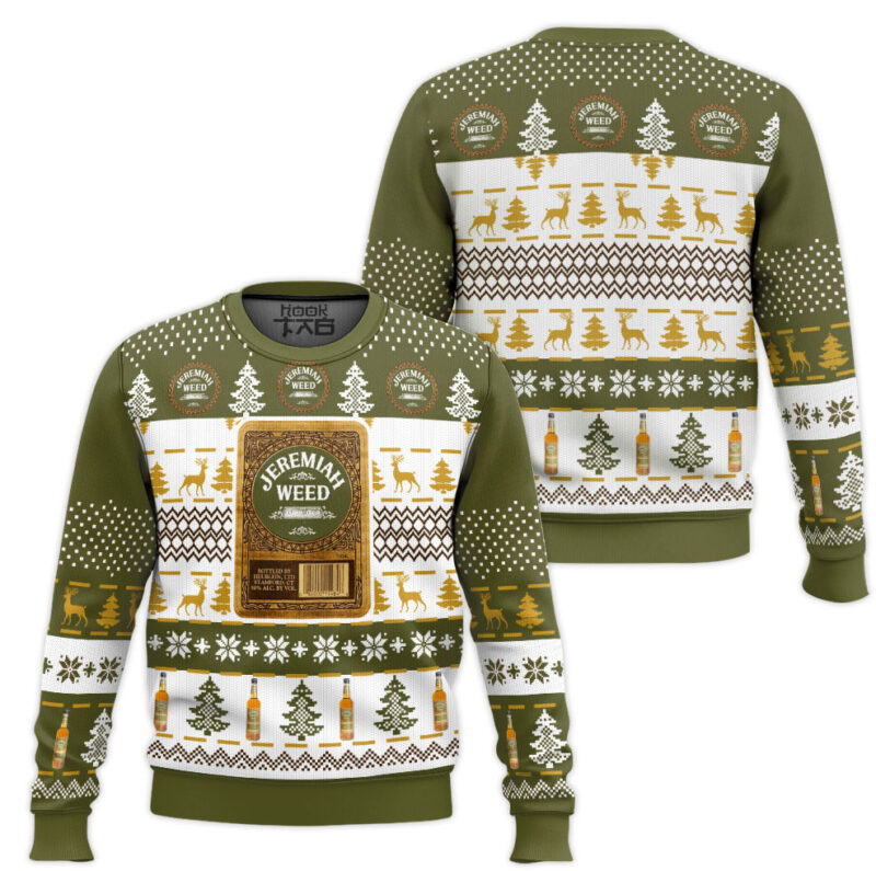 Hooktab Jeremiah Weed Bourbon Ugly Christmas Sweater Hooktab Jeremiah Weed Bourbon Ugly Christmas Sweater