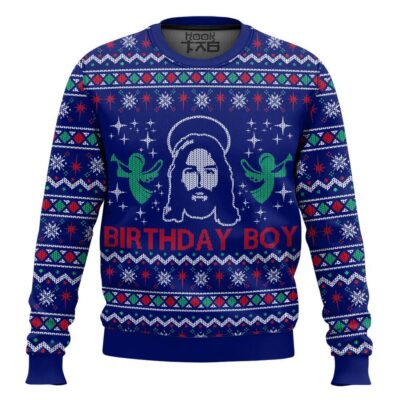 Hooktab Jesus Birthday Boy Ugly Christmas Sweater