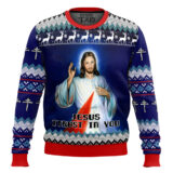Hooktab Jesus I Trust In You Ugly Christmas Sweater