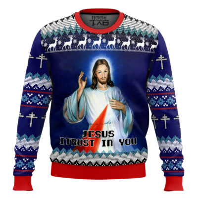 Hooktab Jesus I Trust In You Ugly Christmas Sweater