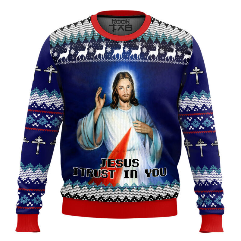 Hooktab Jesus I Trust In You Ugly Christmas Sweater