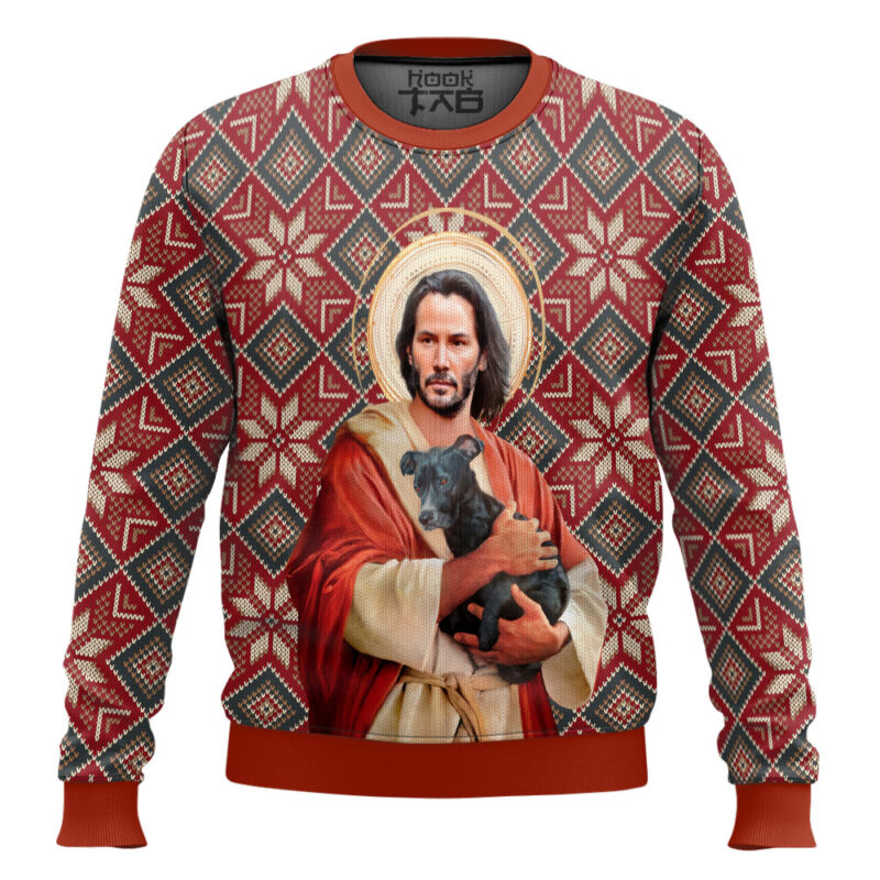 Hooktab Jesus John Wick Ugly Christmas Sweater
