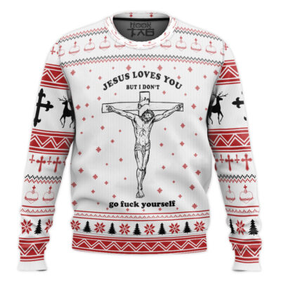 Hooktab Jesus Love You But I Don't Ugly Christmas Sweater