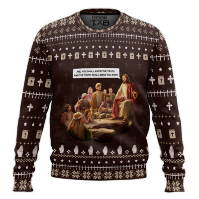Hooktab Jesus The Truth Shall Make Make You Free Ugly Christmas Sweater
