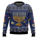 Hooktab Jewish Hanukkah Candle Ugly Christmas Sweater
