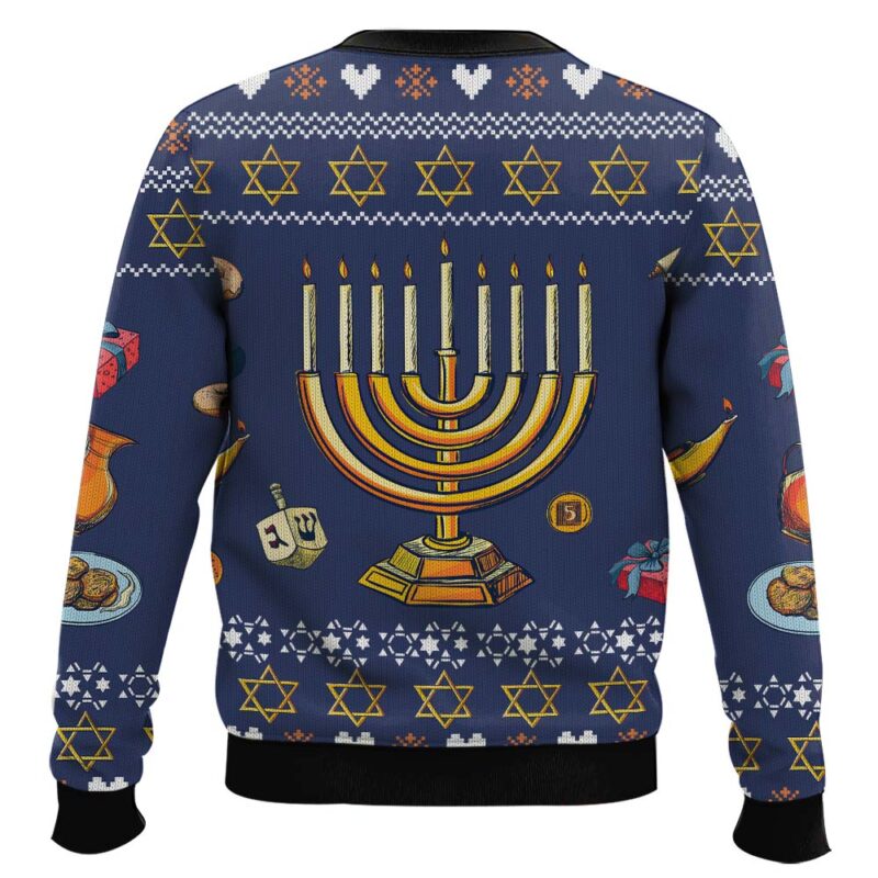 Hooktab Jewish Hanukkah Candle Ugly Christmas Sweater Hooktab Jewish Hanukkah Candle Ugly Christmas Sweater