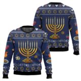 Hooktab Jewish Hanukkah Candle Ugly Christmas Sweater