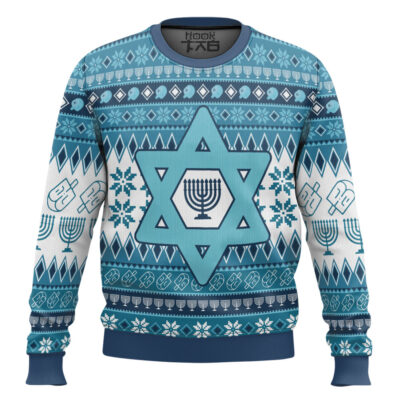 Hooktab Jewish Hanukkah Ugly Christmas Sweater