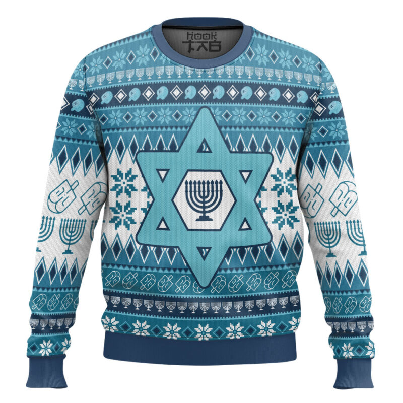Hooktab Jewish Hanukkah Ugly Christmas Sweater Hooktab Jewish Hanukkah Ugly Christmas Sweater